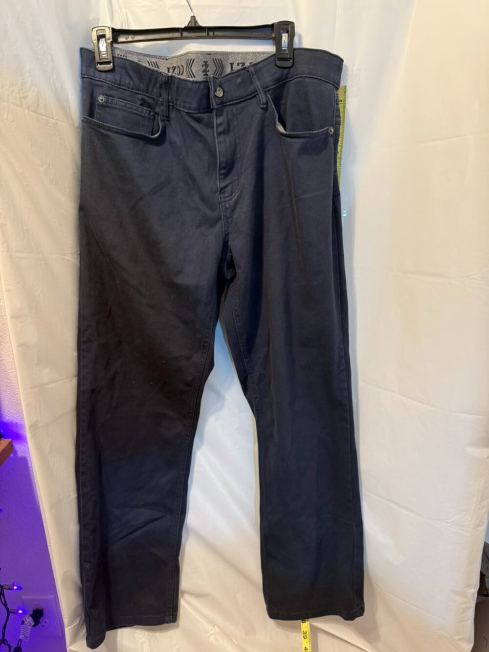 IZOD Men's Regular Fit Pants 34x29 Navy Blue | Stretch Chino Casual Trousers | 5